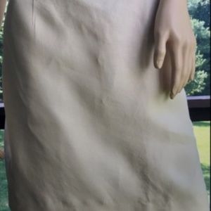 Carolina Herrera Cream Linen Pencil Skirt